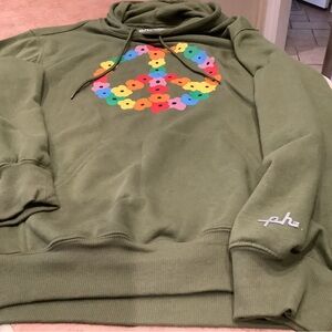 Peace Sign Olive Green Hoodie just like new too